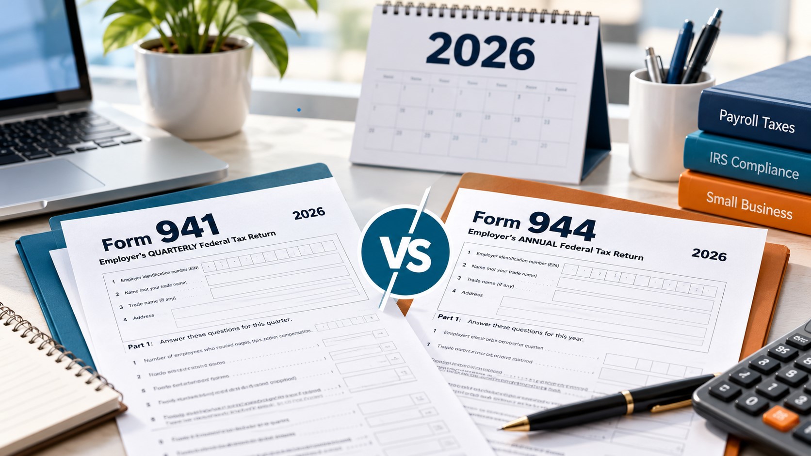 Form 941 vs 944 in 2026: Who Files Annually (and No, Form 944 Isn't Gone)